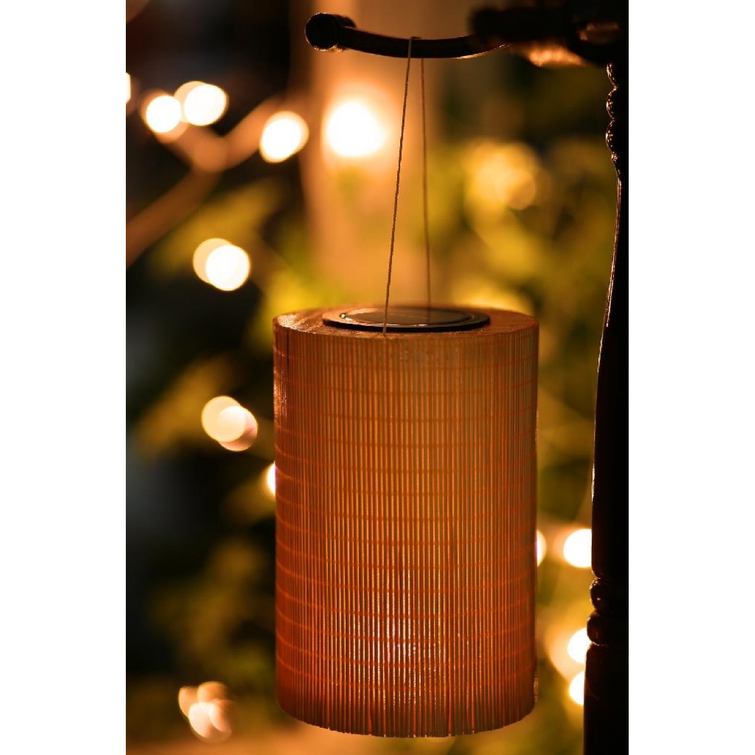 Bambus Solarlampe rund Solarlicht Gartenlampe