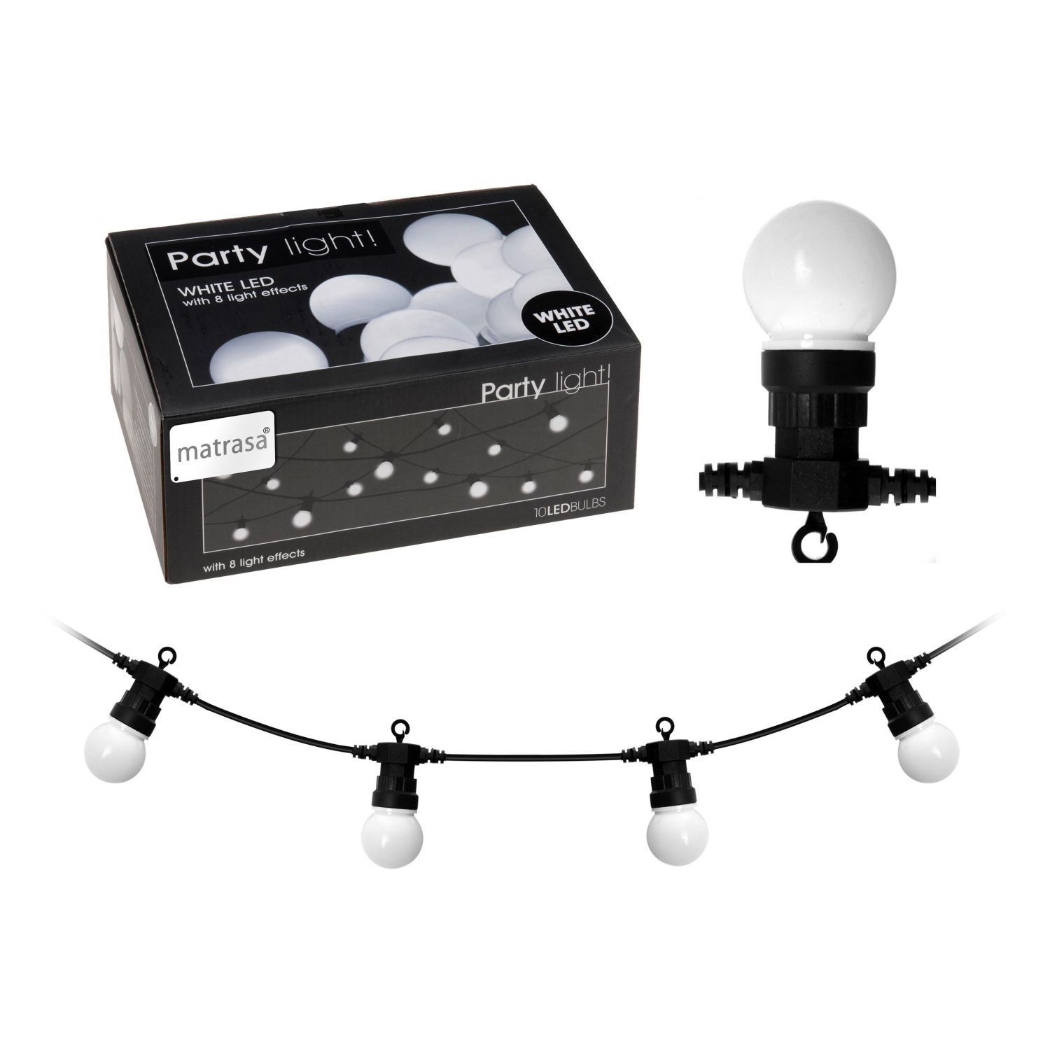 Partybeleuchtung Lichterkette außen mit 10 LED's weiß, 29,99