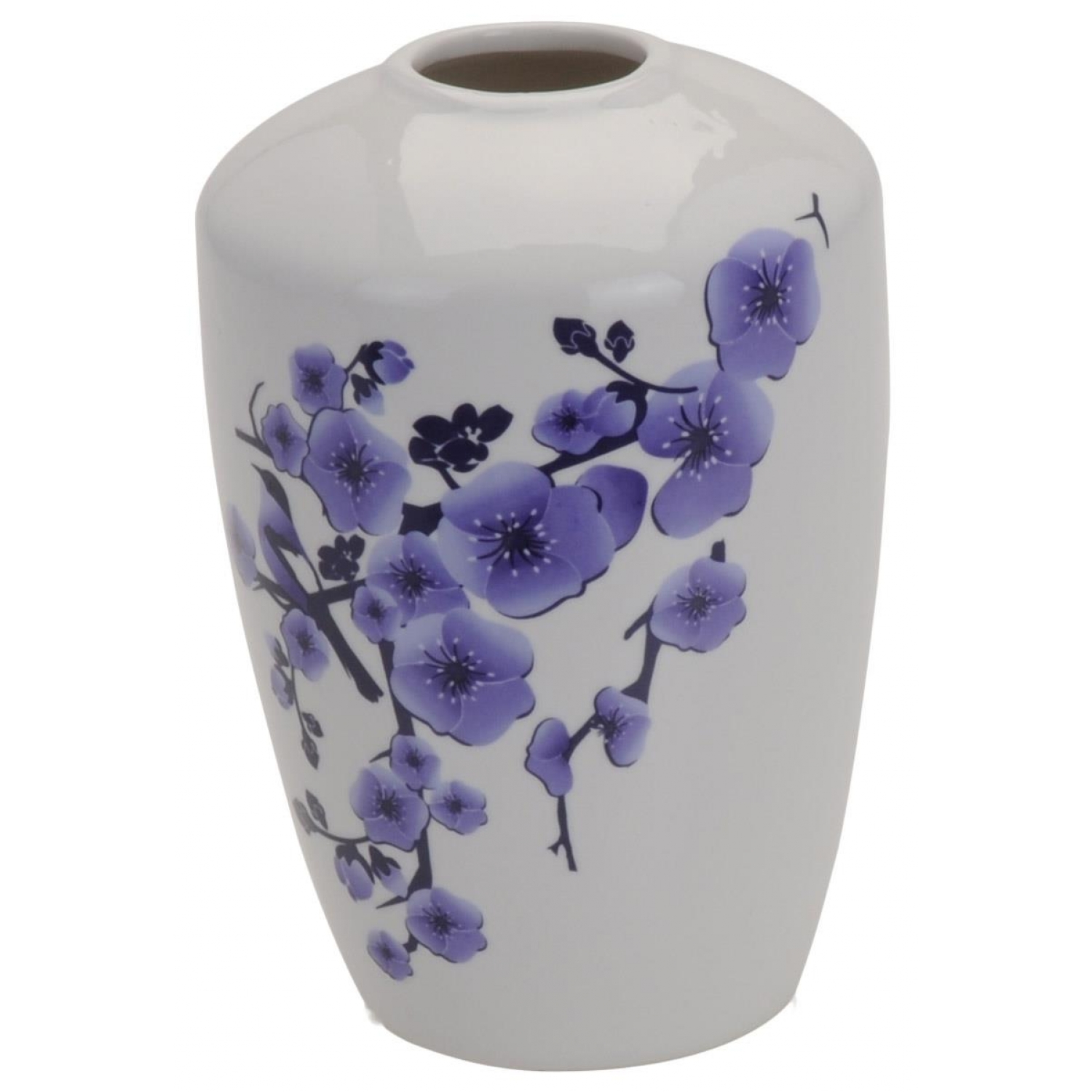 Vase mit Lila Blumendekor, 12,66