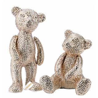Funkelnder Teddybär sitzend oder stehend - Champagner -...