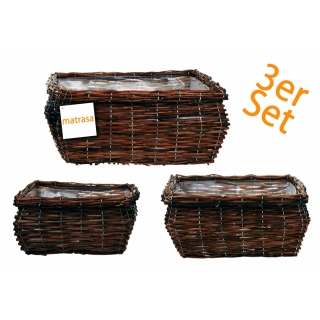 Rattan Pflanzkörbe - 3er Pflanzkorb Set