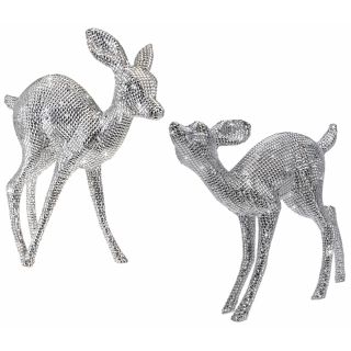 Rentier Silber Edel - Pailletten Weihnachsdeko Reh