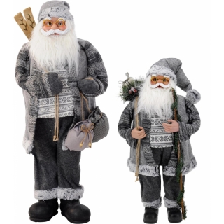 Weihnachtsmann mit Sack GRAU - Nikolaus Dekofigur...