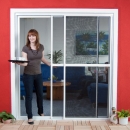 Doppel Schiebetür PREMIUM Alu Bausatz - Fliegengitter Insektenschutz 240x240 cm braun