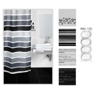 Duschvorhang Black & White - Vorhang für Dusche - Schwarz-Weiß Badevorhang