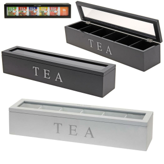 Teekiste aus Holz mit 6 Fächern - Teebox - Aufbewahrungsbox für Tee
