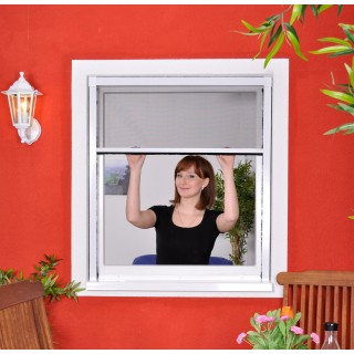 Slim Rollo - Fliegengitter für Fenster als Rollo - Insektenschutzrollo 130 cm x 160 cm weiß