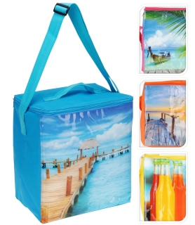 Kühltasche mit dekorativem Hochglanz Aufdruck - 18 Liter orange mit Steg-Aufdruck
