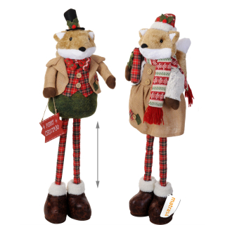 Fuchspärchen mit ausziehbaren Beinen - Merry Christmas Fuchs Türdeko