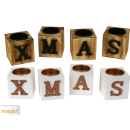 XMAS Teelichthalter - Kerzenhalter Weihnachten aus Holz