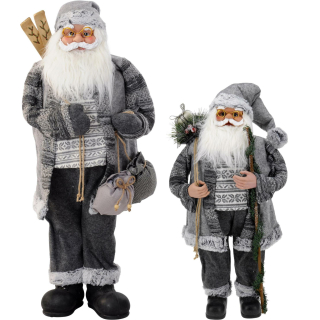 Weihnachtsmann mit Sack GRAU - Nikolaus Dekofigur Weihnachten