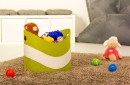 Vielseitiger Filzkorb LARRY - für Spielzeig Holz Zeitschriften usw grün-weiß