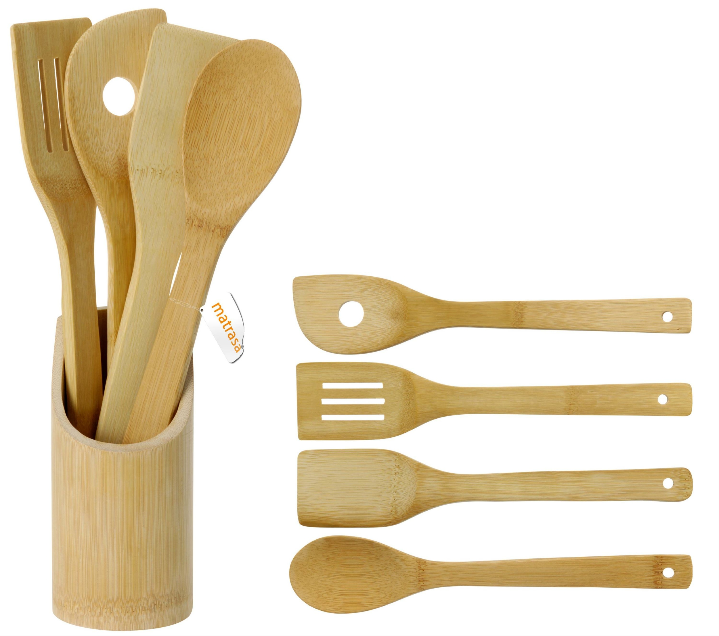 Kchenhelfer-Set aus Bambus - 5 tlg - Kochlffel Pfannenwender Br, 6,99