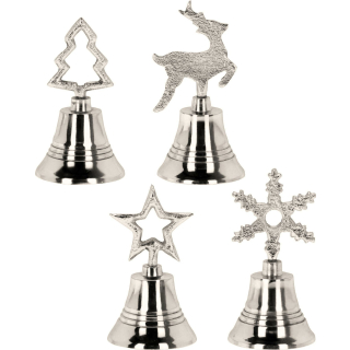 Silberne Handglocke XMAS - Weihnachtliche Tischglocke 12 cm