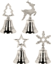 Silberne Handglocke XMAS - Weihnachtliche Tischglocke 12 cm