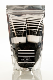 Geschenkset FOR MEN im Ziploc-Beutel - COOL BREEZE - Bodylotion Duschgel Netzschwamm
