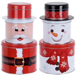 Weihnachtliche Keksdose 3-tlg - Schneemann Weihnachtsmann - Plätzchendose Blechdose