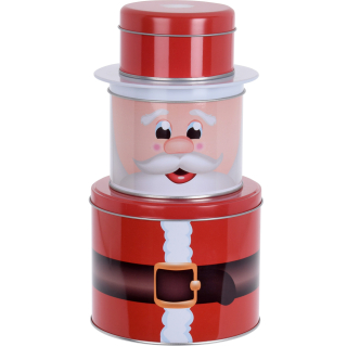 Weihnachtliche Keksdose 3-tlg - Schneemann Weihnachtsmann - Plätzchendose Blechdose (Weihnachtsmann)