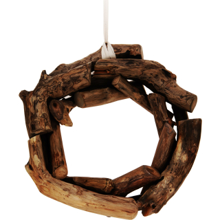 Dekorativer Holzkranz aus Teakholz 40 cm zum hängen oder stellen - Landhausstil