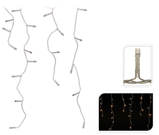 Funkelnde Eiszapfenlichterkette 400 LED 3,2 Meter - erweiterbar bis 1600 LED & 12,8 Meter - Warmweiß Starter-Set mit Netzteil (400 LED)