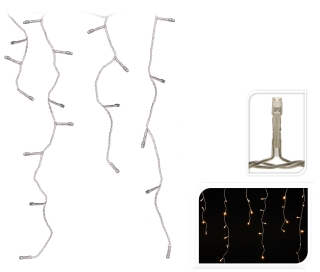 Funkelnde Eiszapfenlichterkette 400 LED 3,2 Meter - erweiterbar bis 1600 LED & 12,8 Meter - Warmweiß KOMBIPAKET Starterset + 1 Erweiterungsset (800 LED)