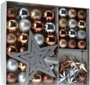 45-teiliges Christbaumschmuck Set - Christbaumkugeln Sterne Christbaumspitze - verschiedene Farben Variante 1 - Kupfertöne