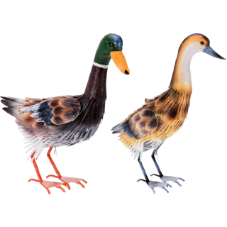 Entenpaar aus Metall - Ente und Erpel Dekofigur für Garten - Stockente 41 cm