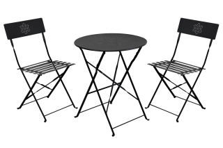 Gartenmöbel Set - Tisch und zwei Stühle aus Metall -...