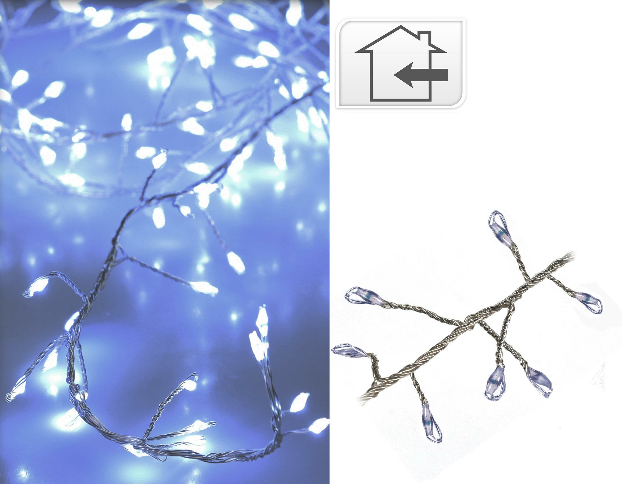 Silberdraht CLUSTER Lichterkette 100 LED KALTWEISS