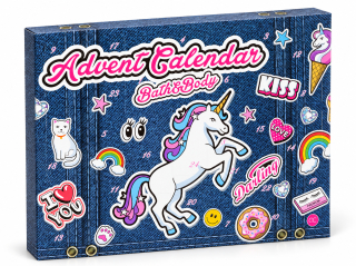 Einhorn Körperpflege Adventskalender - JEANS EDITION - Kosmetik Weihnachtskalender Unicorn