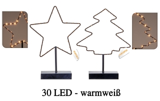 Beleuchteter Stern od Weihnachtsbaum mit 30 LED - Fensterdeko Weihnachtsbeleuchtung