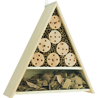 Insektenhotel MAISON - Dreieckiges Insektenhaus für Käfer und Bienen mit Bambus