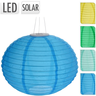 Solar Lampion OVAL - LED Gartenbeleuchtung mit Akku - Dekobeleuchtung Partybeleuchtung blau