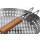 Grillpfanne gelocht - aus Edelstahl mit klappbarem Holzgriff - Ø 30 cm - BBQ Pfanne