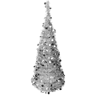 Lametta Weihnachtsbaum - Girlandenbaum 45 x 120 cm - Künstlicher Christbaum Silber