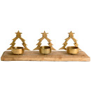 Teelichthalter im Weihnachtlichen Design Gold 34x9x11 cm...