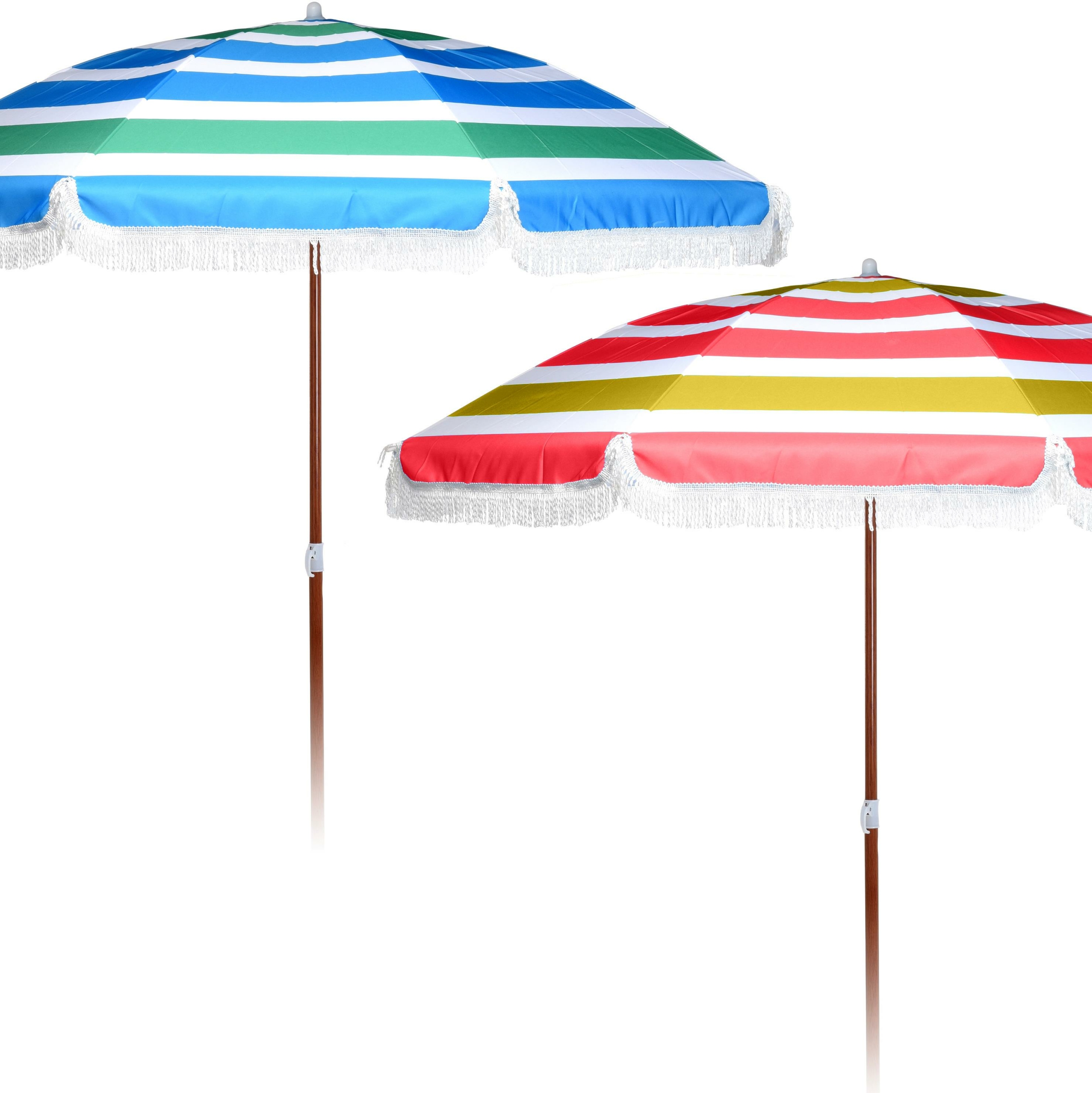 Sonnenschirm STRIPE mit HolzstielOptik & Kordelfransen Strands, 22,99
