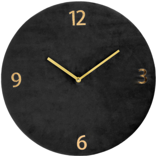 Velvet Wanduhr - Velours Samt weich m. goldenen Ziffern und Zeigern Dekouhr 37 cm dunkelgrau