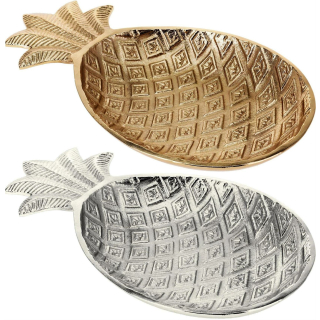 Dekoschale ANANAS aus Aluguss - Dekoananas silber oder gold - Schale 32 x 18 x 3 cm