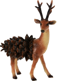 Dekofigur Rentier & Tannenzapfen 15cm - Hirsch Figur Weihnachtsdeko Herbstdeko