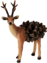 Dekofigur Rentier & Tannenzapfen 15cm - Hirsch Figur Weihnachtsdeko Herbstdeko