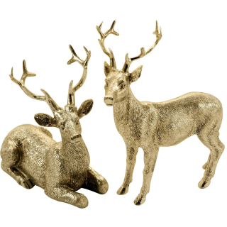 Goldener Hirsch - funkelnder Dekohirsch Figur Landhausstil Weihnachten 10-16 cm