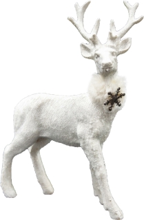 Hirsch mit Schal 21x15 cm Rentier mit Plüschschal - Weihnachten Weihnachtsdeko weiß