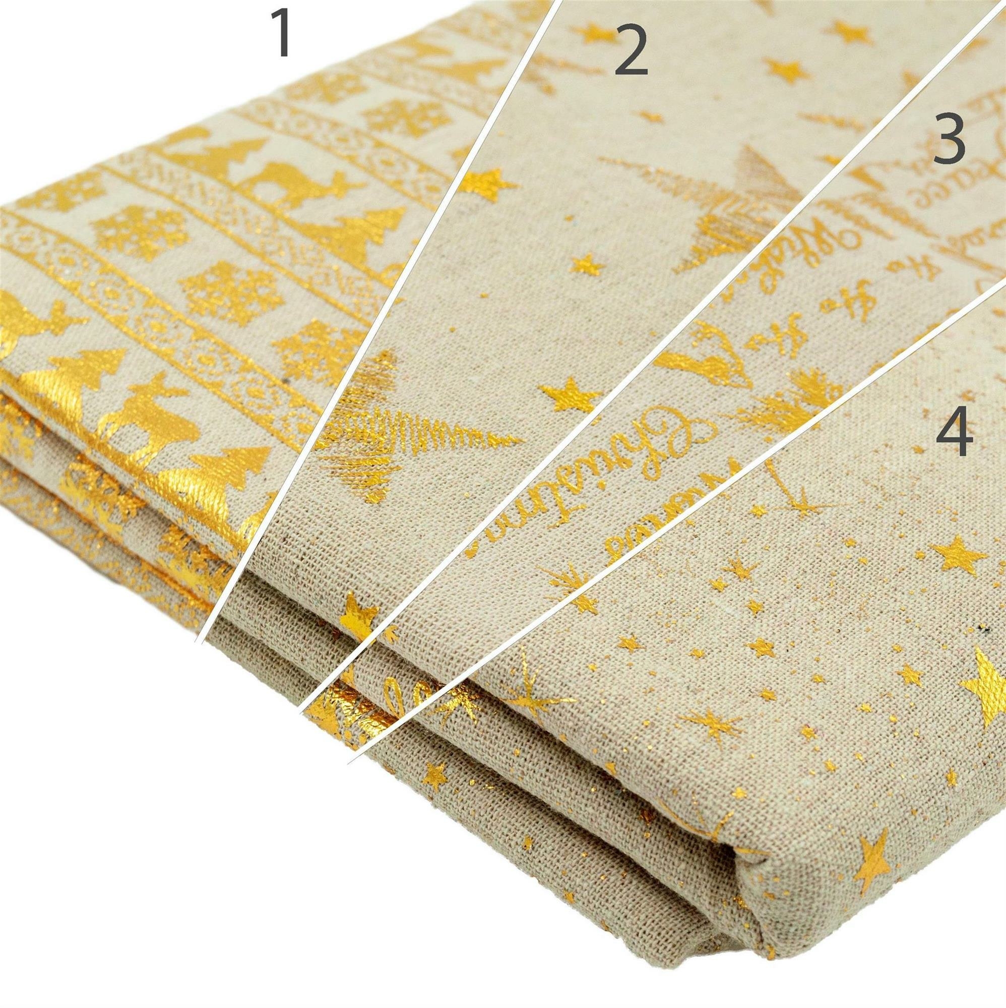 Weihnachtliche Tischdecke Mit Muster 140 X 180 Cm Gold Beige Lauf 11 99