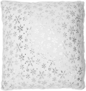Fell Dekokissen weiß silber 45 x 45 cm - weihnachtliche Kissen Kunstfell Weihnachtsdeko Schneeflocken