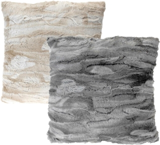 Fellkissen aus Fleece - 45x45 cm gefüllt - Landhaus Deko Kissen Sofakissen Grau/Creme