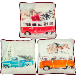 Weihnachtliches Kissen TRUCK & BULLI - Weihnachtsdeko Zierkissen Sofakissen Couch 45x45cm