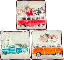 Weihnachtliches Kissen TRUCK & BUS - Weihnachtsdeko Zierkissen Sofakissen Couch 45x45cm Blau