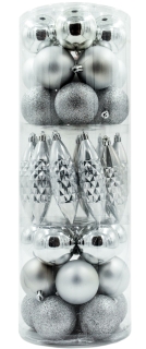 40-teiliges Christbaumschmuck Set - Christbaumkugeln Weihnachtskugeln Weihnachtsdeko - Silber