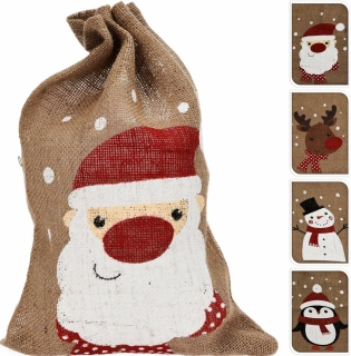 Jutesack Geschenkbeutel Dekobeutel Weihnachtsdeko Dekoration 33 x 50 cm - Weihnachtsmann